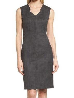 HUGO BOSS DOKYSA WOOL PINDOT SHEATH DRESS